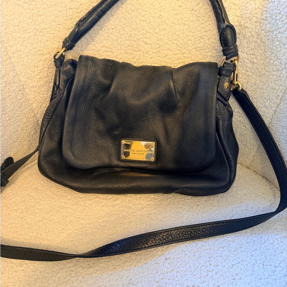 Marc Jacobs Black Crossbody Bag with Gold Accents